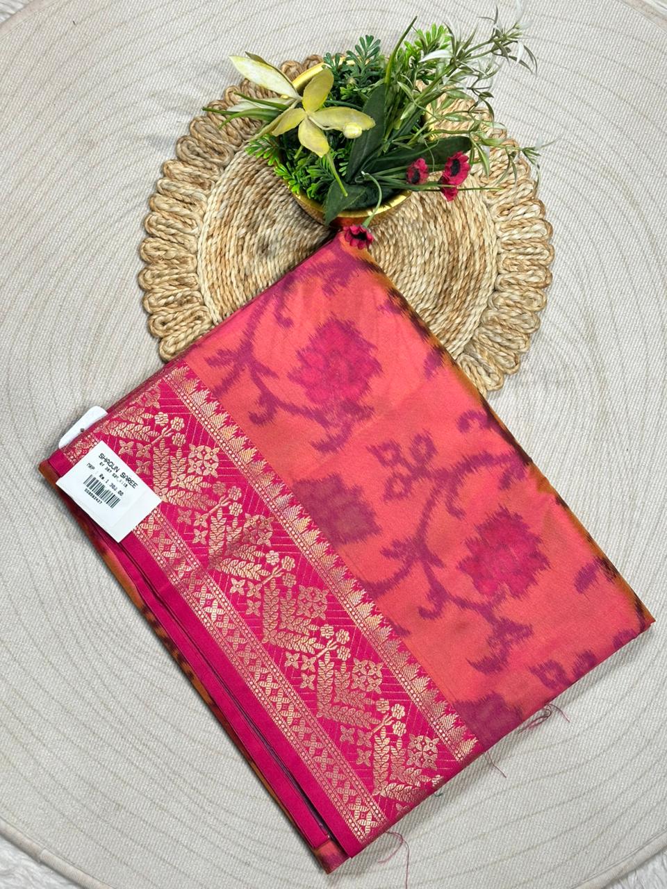 Soft Silk Saree with Full Body Butti & Designer Border