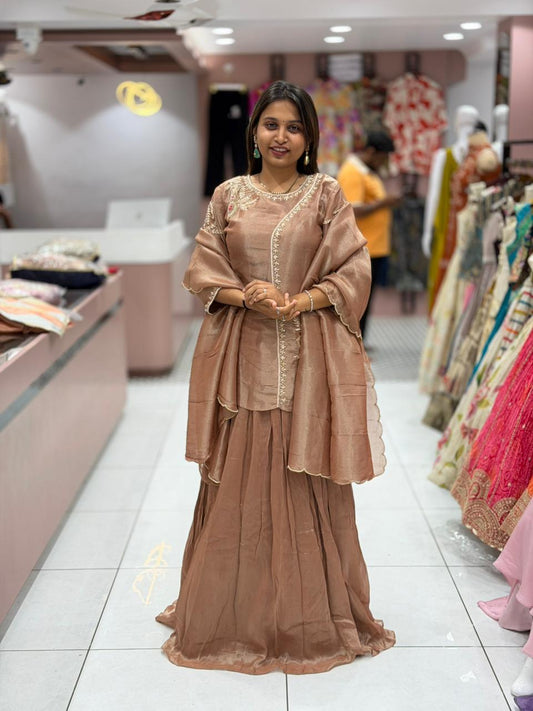 Rose Gold Sharara Set For Women