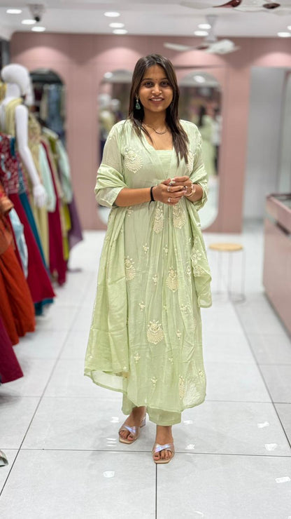 Embroidered Anarkali Suit Set For Women