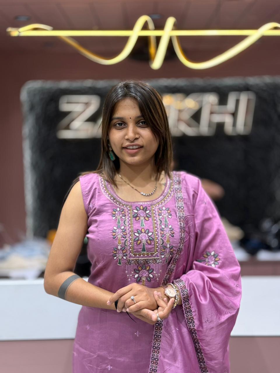 Embroidered Kurta Pant Set With Dupatta