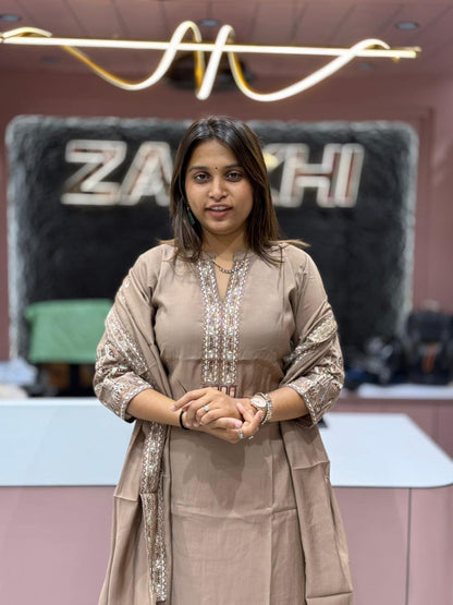 Embroidered Kurta Palazzo Set With Dupatta