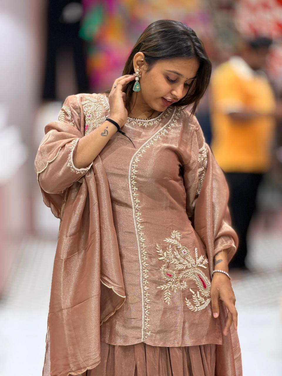 Rose Gold Sharara Set For Women