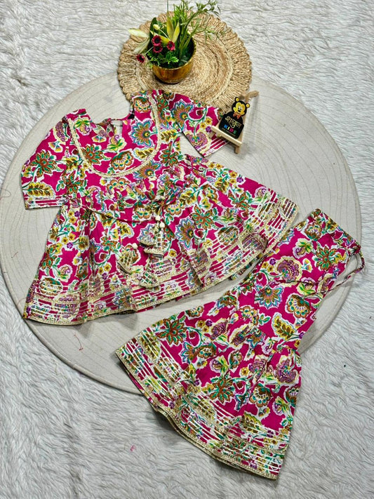 SHAGUN FASHION - Gorgeous Pink Floral Sharara Set for Your Little Princess!