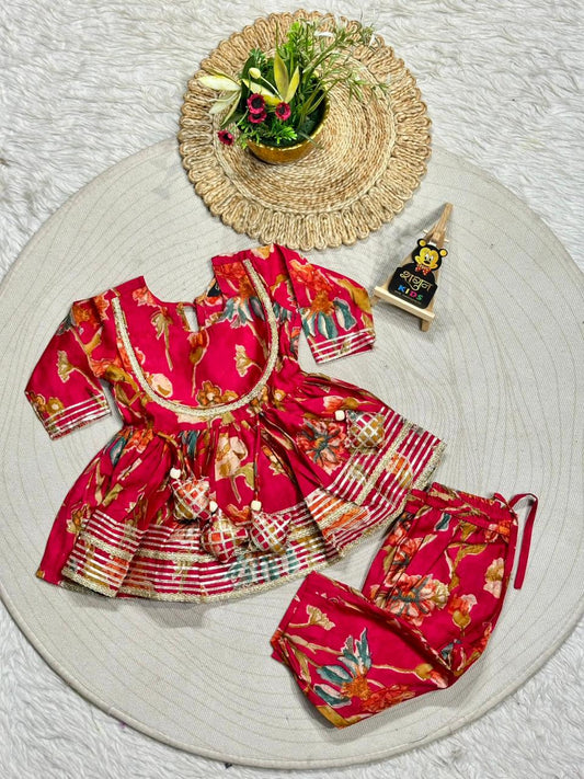 SHAGUN FASHION - Elegant Dark Pink Floral Sharara Set for Your Sweet Girl!