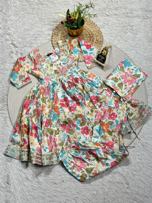 SHAGUN FASHION – Super Bright Pink Floral Sharara Set for Your Little Diva!