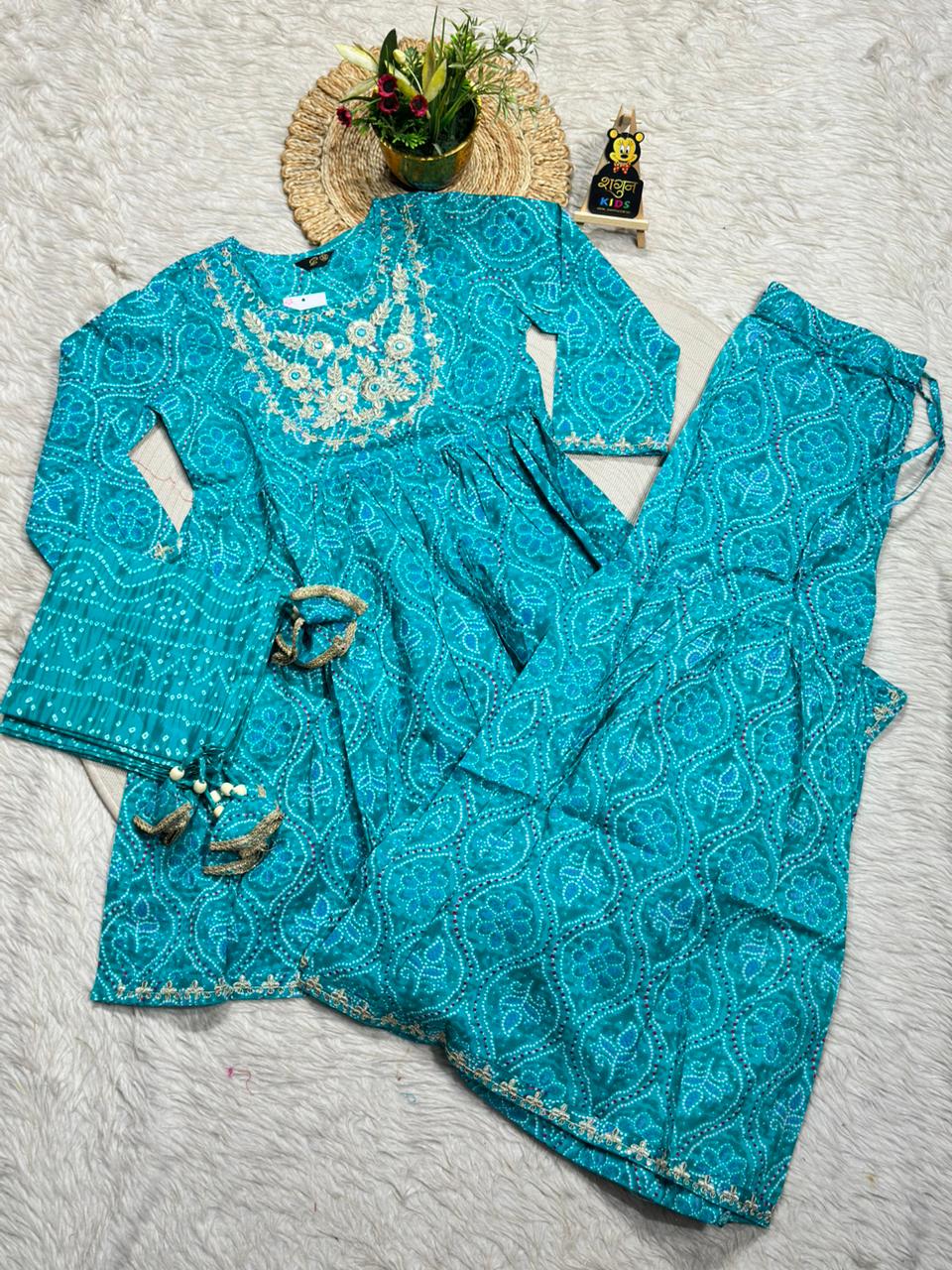 SHAGUN FASHION - Beautiful Bandhani Style Sharara Set for Your Little Princess!