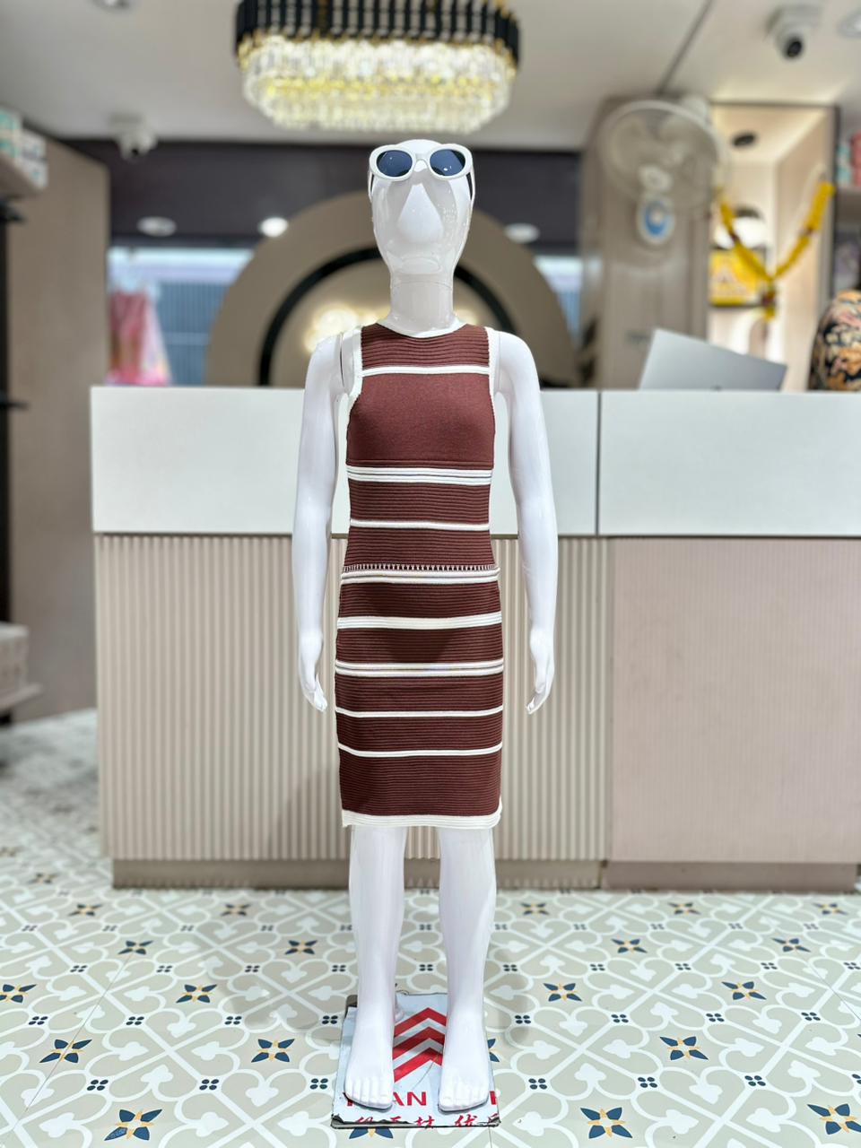 Sporty & Stylish: Striped Ribbed Bodycon Dress by SHAGUN FASHION