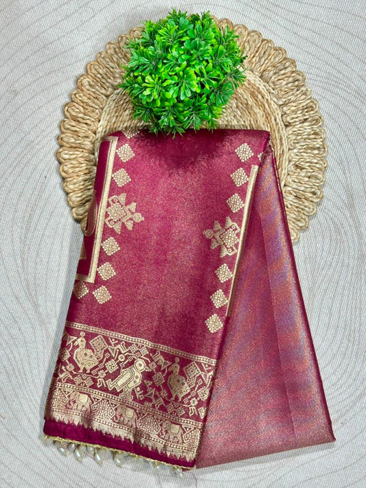 Traditional Elephant Motif Silk Saree by SHAGUN FASHION