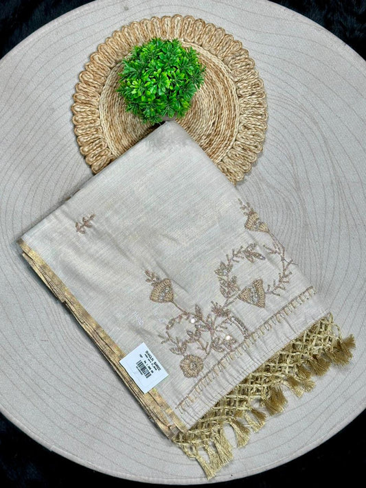 Off-White Designer Saree by SHAGUN FASHION
