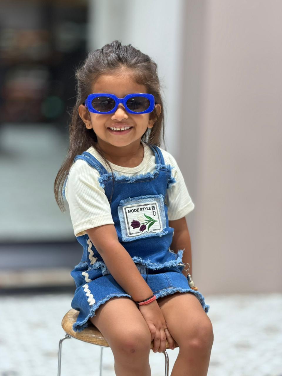 SHAGUN FASHION Cute Denim Dungaree Frock Set for Girls