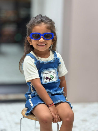 SHAGUN FASHION Cute Denim Dungaree Frock Set for Girls
