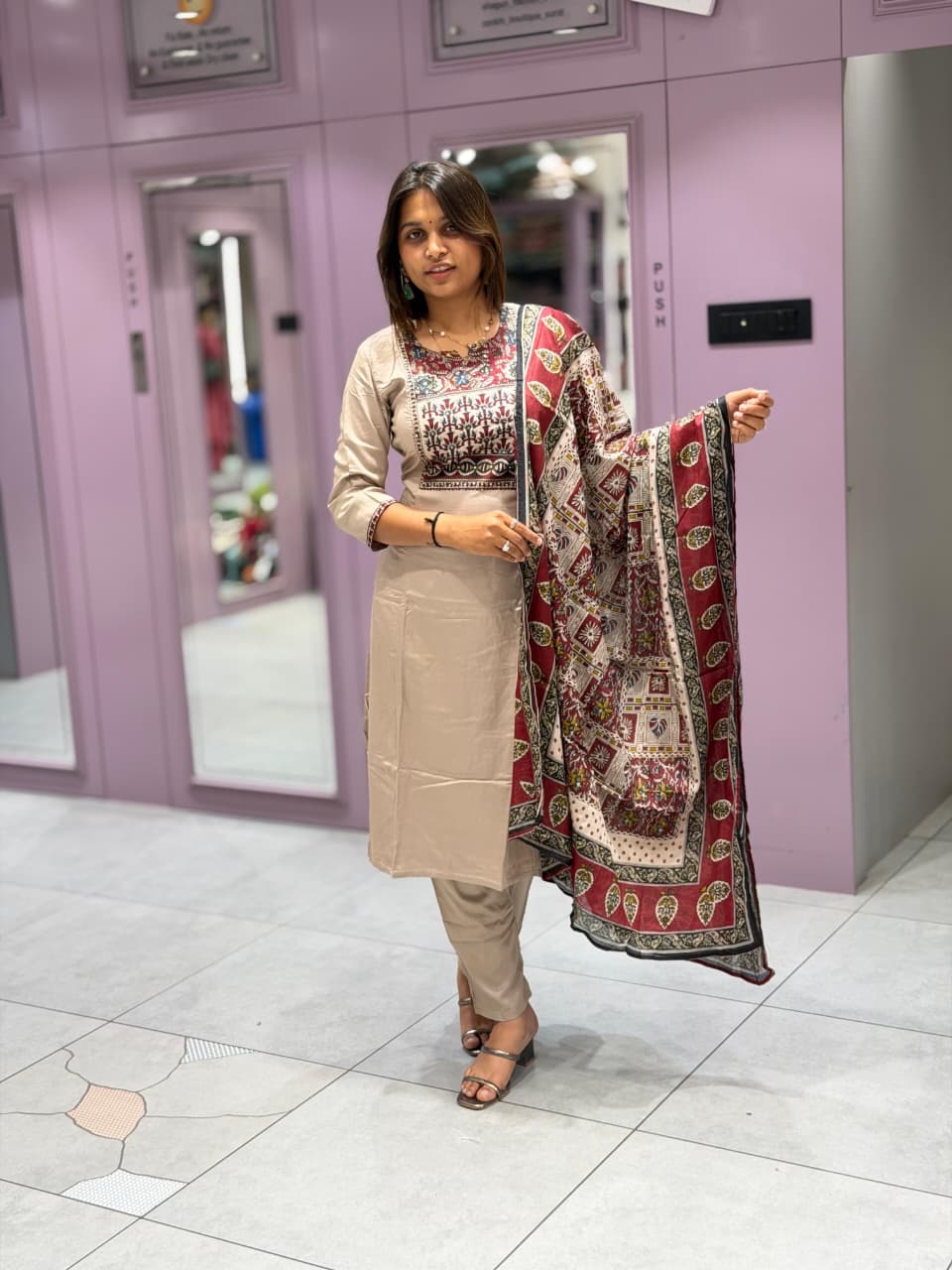 SHAGUN FASHION Elegant Premium Cotton Kurti-Pant Set with Beautiful Printed Dupatta