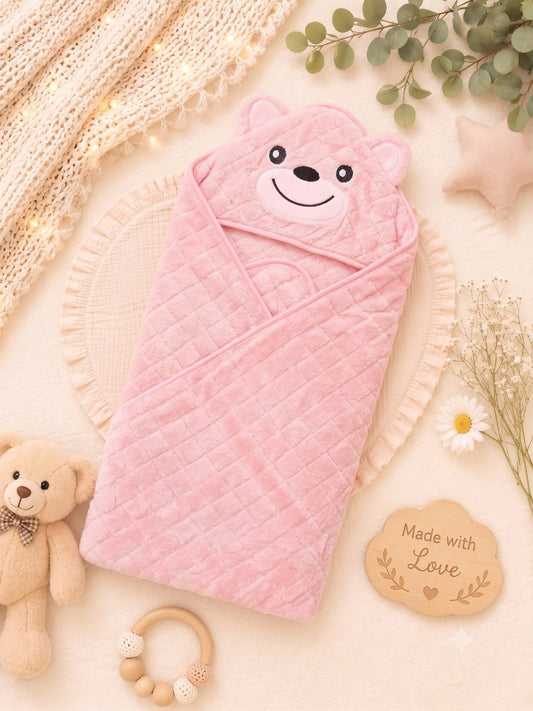 SHAGUN FASHION Super Soft Teddy Bear Baby Hooded Wrapper Blanket