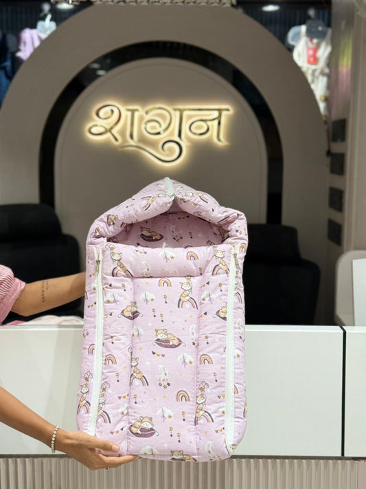SHAGUN FASHION Premium 3-in-1 Soft Cotton Baby Sleeping Bag, Carry Nest & Hooded Bedding Combo for Newborns