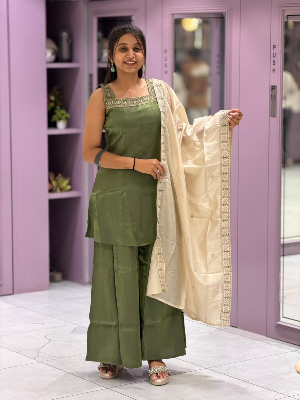 SHAGUN FASHION Premium Silk 3-Piece Sharara Set with Designer Dupatta