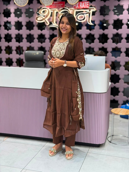 Elegant 3-Piece Silk Suit Set with Beautiful Embroidery by SHAGUN FASHION