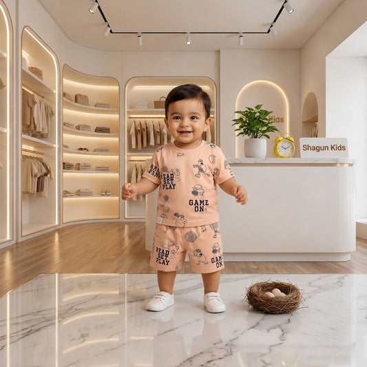 SHAGUN FASHION Cute & Stylish Printed Cotton T-Shirt & Shorts Set for Toddler Boys