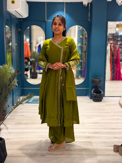 SHAGUN FASHION Designer Angrakha Style Kurti Set with Dupatta
