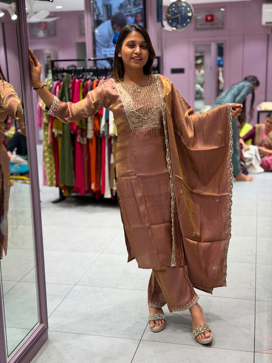 SHAGUN FASHION – Premium Embroidered Silk Kurti Set with Dupatta