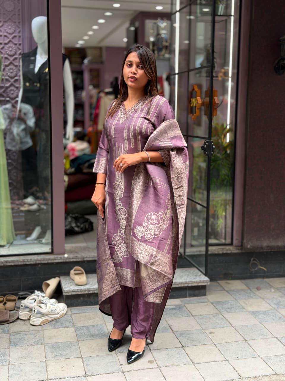 SHAGUN FASHION Premium Designer Handwork Silk Kurti Set with Match Dupatta & Pants