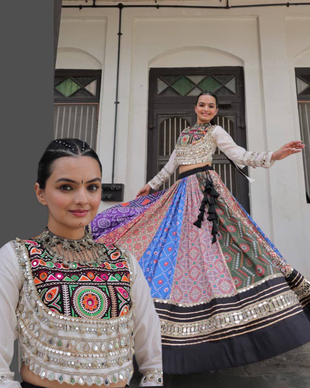 SHAGUN FASHION Premium Traditional Indo-Western Koti & Printed Flare Lehenga Set
