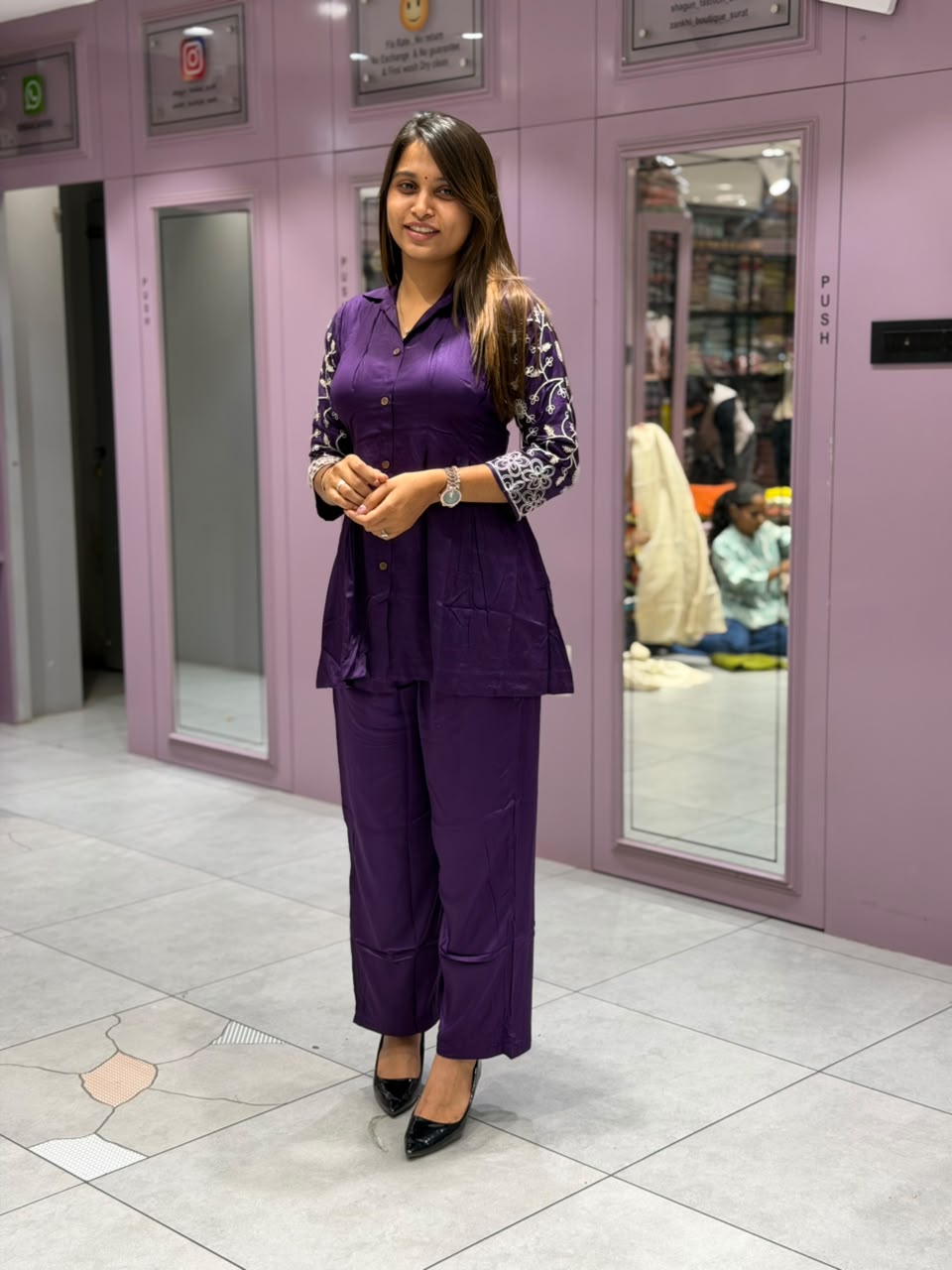 SHAGUN FASHION – Stylish Embroidered Short Kurti with Matching Pant Co-ord Set