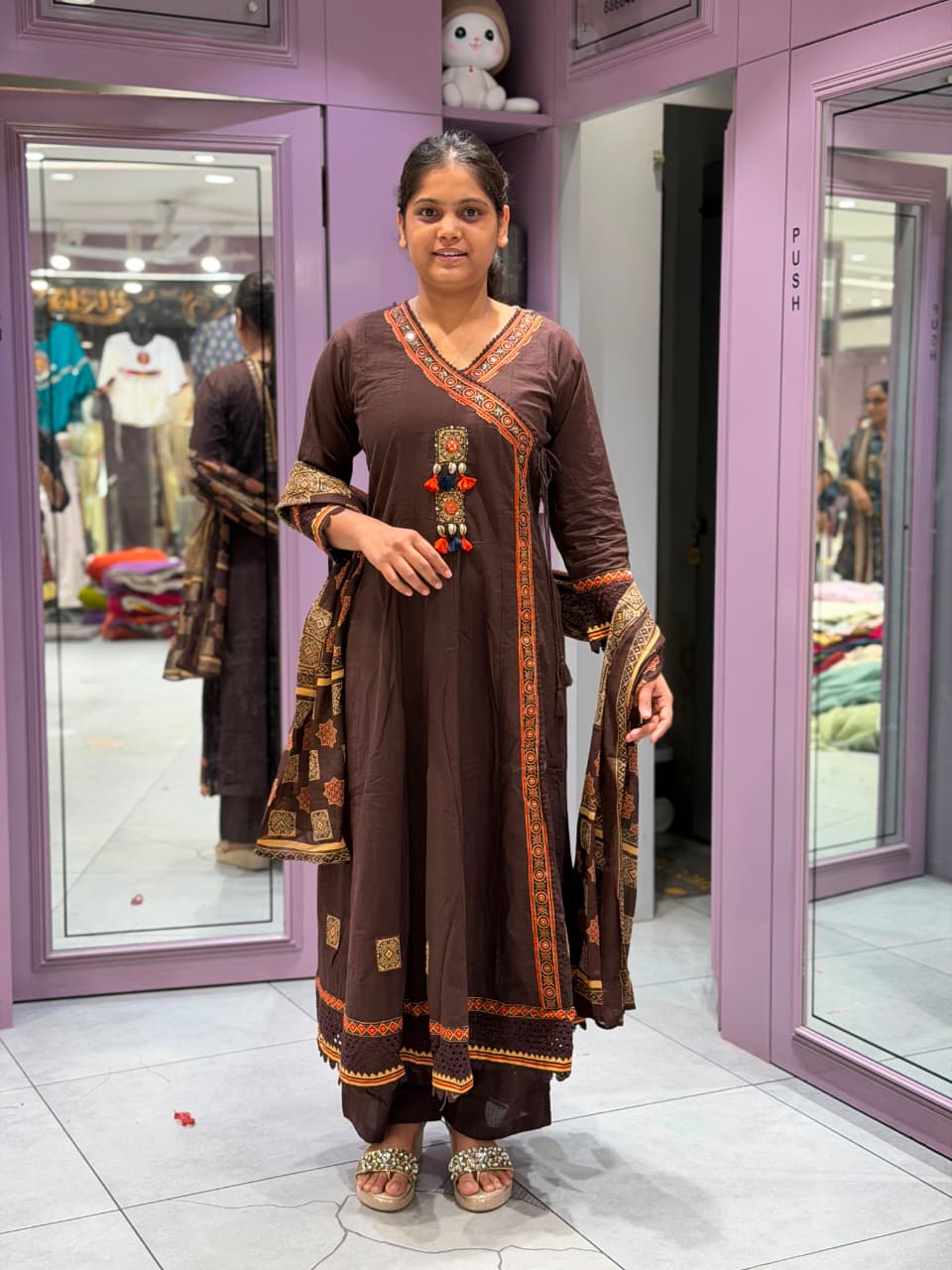 SHAGUN FASHION Traditional Angrakha Kurti Set with Dupatta