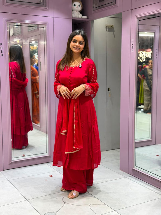 SHAGUN FASHION Exclusive Handwork Anarkali Kurti & Flared Sharara Set with Dupatta – Premium Festive Collection on zankhi.in