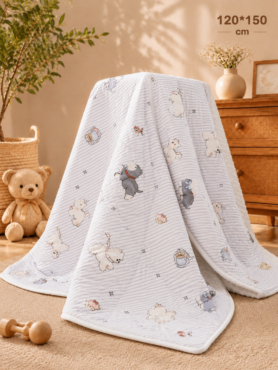 SHAGUN FASHION Ultra Soft Baby Quilt Blanket (120x150 cm) – Cute Cartoon Printed AC Dohar & Sleeping Blanket for Kids