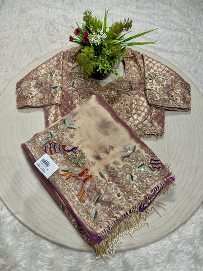 SHAGUN FASHION Exclusive Designer Silk Saree with Heavy Handwork Blouse & Peacock Motif Border