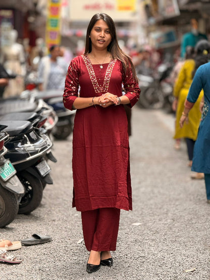SHAGUN FASHION Premium Designer Embroidery Kurti Set with Pant