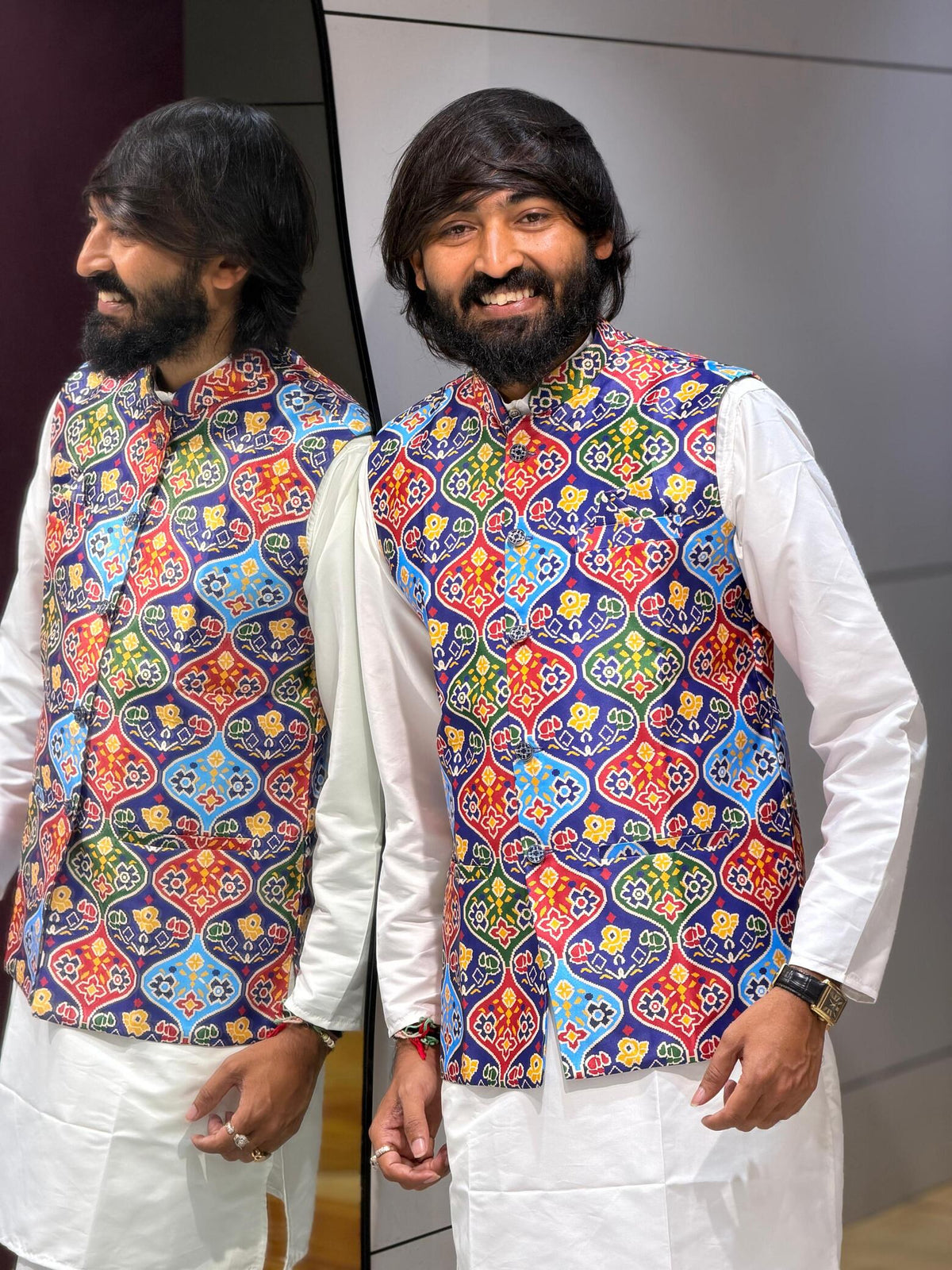 SHAGUN FASHION Premium Men's Patola Print Modi Jacket – Traditional Ethnic Sadri Waistcoat Collection for zankhi.in