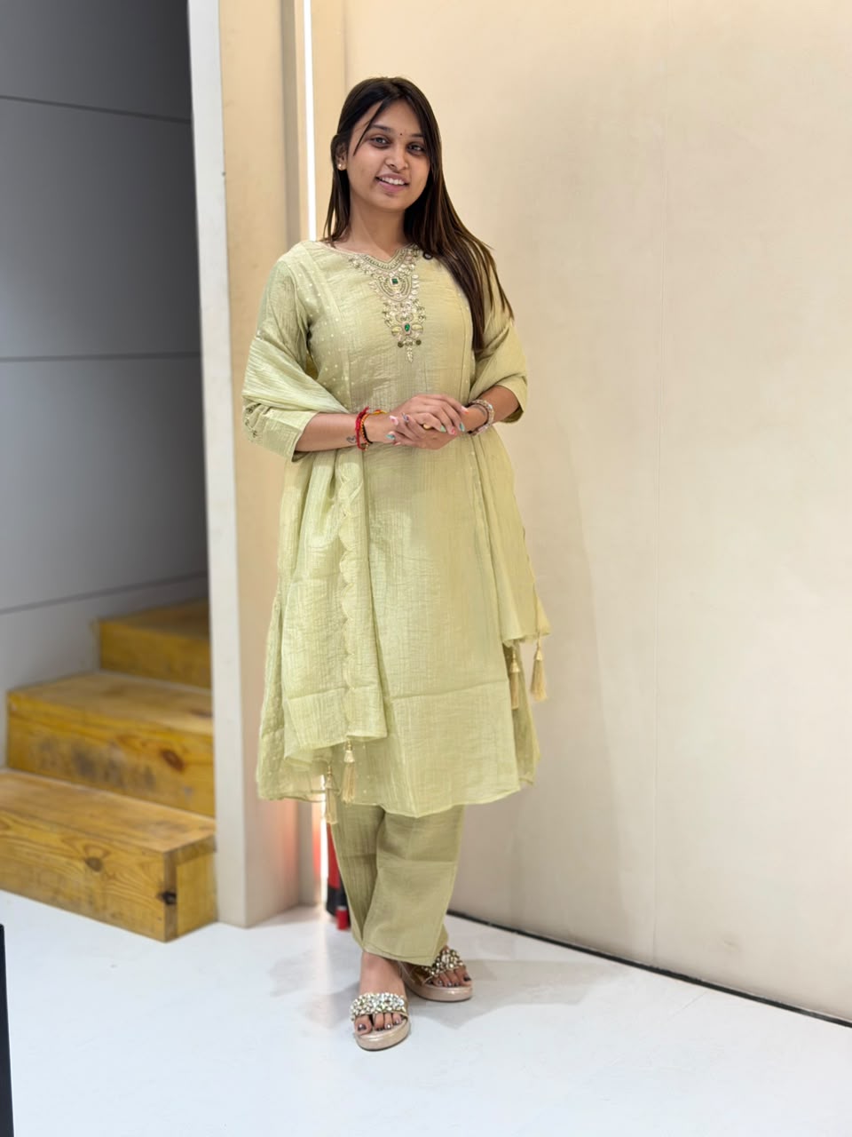 Elegant Light Green Embroidered 3-Piece Kurti Pant Set with Dupatta – SHAGUN FASHION Exclusive on zankhi.in