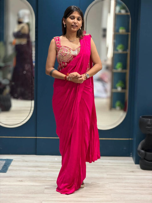 SHAGUN FASHION Ready to Wear Designer Saree with Heavy Worked Blouse & Matching Belt