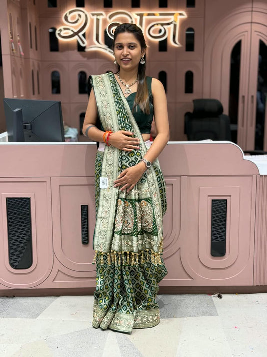 SHAGUN FASHION Premium Patola Bandhani Print Silk Saree Collection