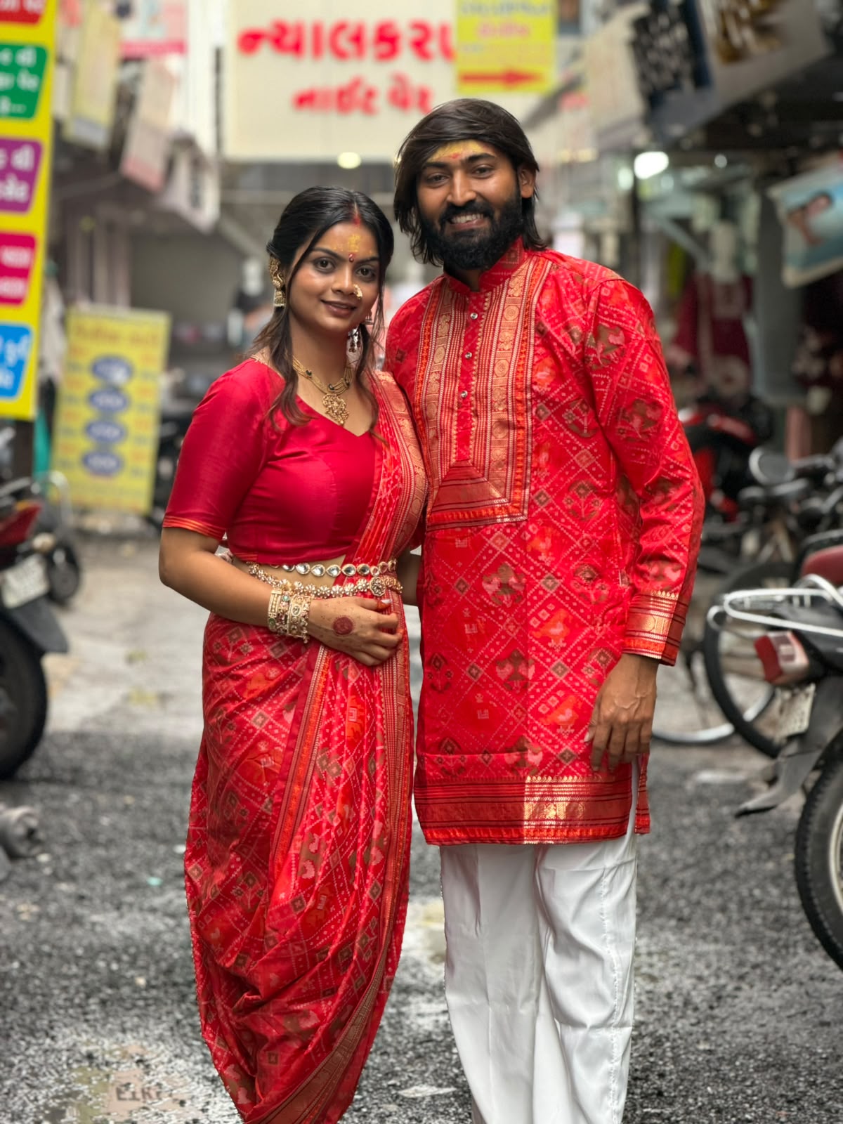 Premium Patola Couple Combo Set by SHAGUN FASHION – Saree & Men's Kurta Pair