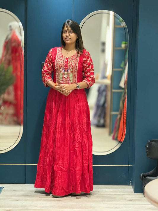 SHAGUN FASHION Designer Heavy Handwork & Peacock Embroidered Anarkali Gown Suit Set