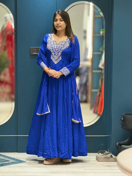 SHAGUN FASHION Royal Blue Heavy Designer Anarkali Suit Set with Dupatta