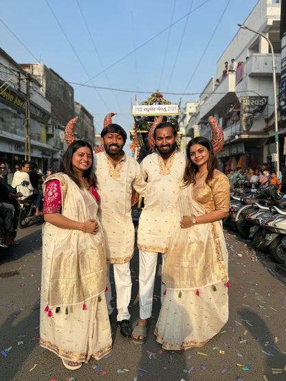 SHAGUN FASHION Premium Off-White Festival Matching Couple Set