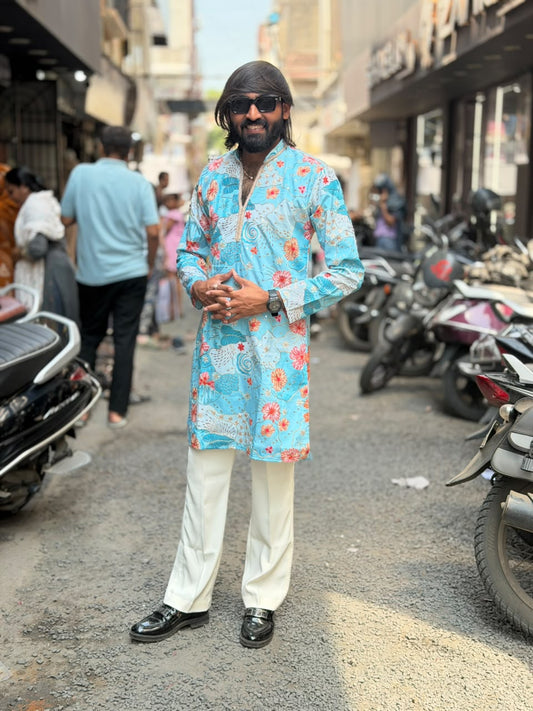 SHAGUN FASHION Premium Designer Men's Printed Short Kurta  – Exclusively on zankhi.in