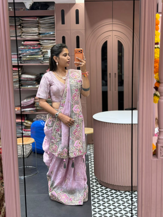 SHAGUN FASHION Two-Tone Designer Saree 💫 | Heavy Border & Full Work 🌸 | Butta & Patch Design for Wedding & Party Wear 👑