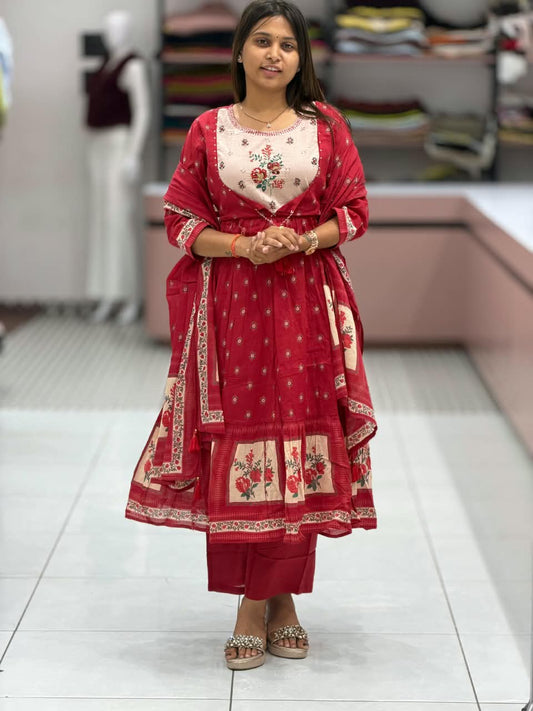SHAGUN FASHION Premium Floral Embroidered Anarkali Kurti Pant with Dupatta Set – Exclusive on zankhi.in