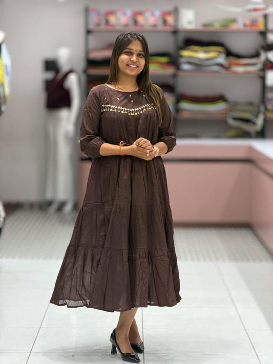 SHAGUN FASHION – Designer Tiered Flared Anarkali One-Piece Dress Exclusively on zankhi.in