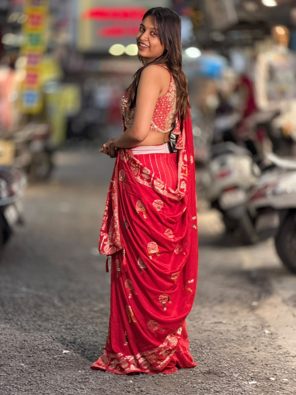 SHAGUN FASHION Exclusive Red Silk Designer Saree with Heavy Embroidered Blouse