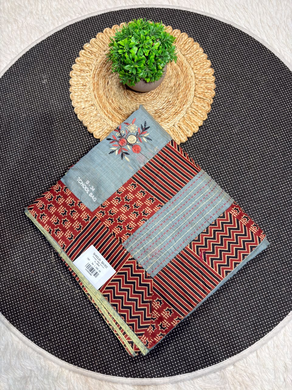 Exclusive Designer Cotton Saree with Traditional Print and Beautiful Embroidery by SHAGUN FASHION