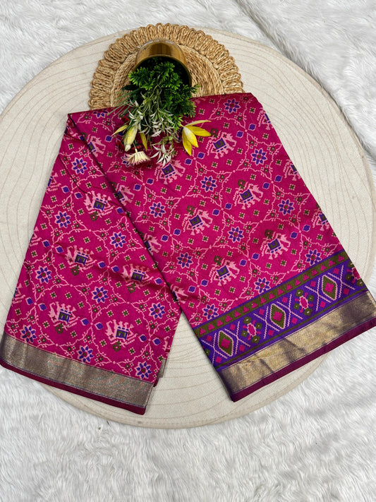 💙 Elegant Blue Patola Silk Saree 🐘🦜 | Animal & Bird Design | Budget Friendly | Gujarati Traditional Wear 🌸