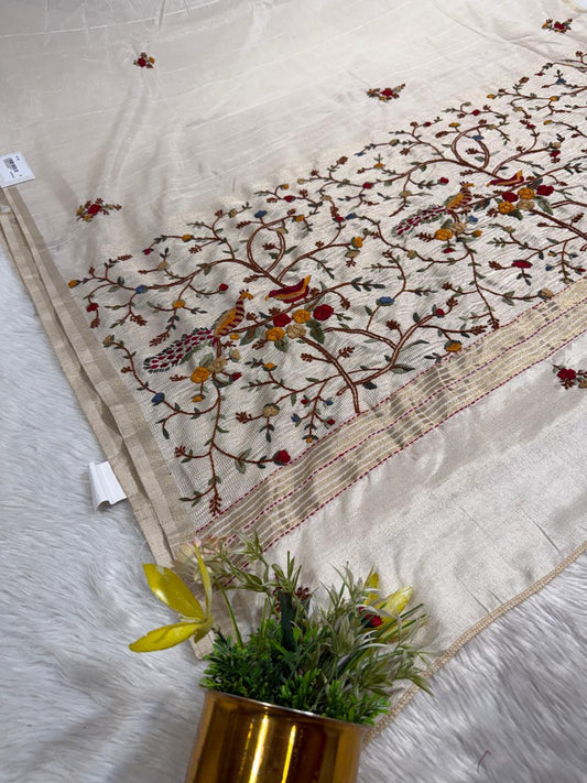 Elegant Pure Cotton Saree with Dhaga Embroidery | Fancy Party Wear Saree by Shagun Fashion 💫🧵