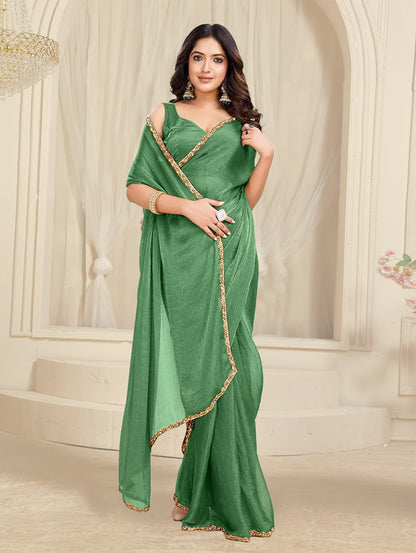 Bollywood Designer Saree with Heavy Lace Border 💃 | Soft Georgette Saree for Wedding & Party Wear | Shagun Fashion Exclusive | Unstiched Blouse