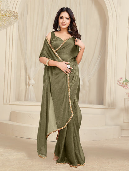 Bollywood Designer Saree with Heavy Lace Border 💃 | Soft Georgette Saree for Wedding & Party Wear | Shagun Fashion Exclusive | Unstiched Blouse