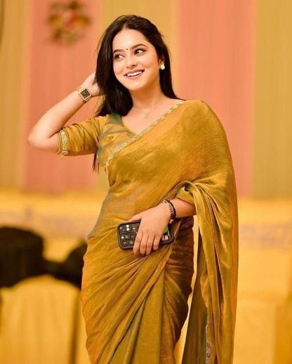 Bollywood Designer Saree with Heavy Lace Border 💃 | Soft Georgette Saree for Wedding & Party Wear | Shagun Fashion Exclusive | Unstiched Blouse